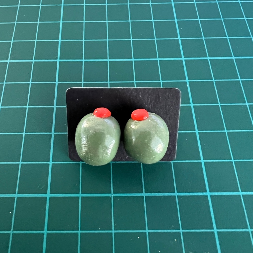 Polymer Clay - Olive Earrings